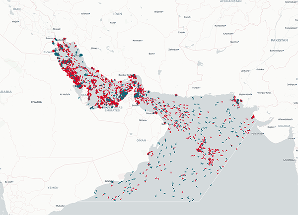 Traffic around the Arabian Gulf