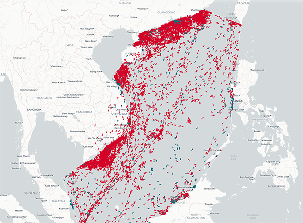 Traffic around the South China Sea